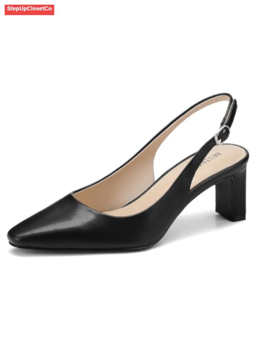 Slingback Heels Closed Toe 2.2 Inch Block Heel Comfort Pumps